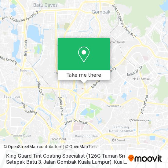 Peta King Guard Tint Coating Specialist (126G Taman Sri Setapak Batu 3, Jalan Gombak Kuala Lumpur)