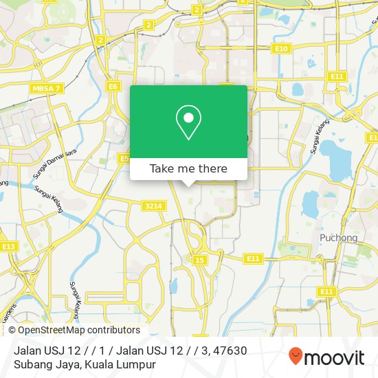Peta Jalan USJ 12 / / 1 / Jalan USJ 12 / / 3, 47630 Subang Jaya