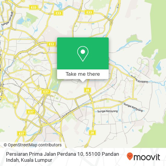 Peta Persiaran Prima Jalan Perdana 10, 55100 Pandan Indah