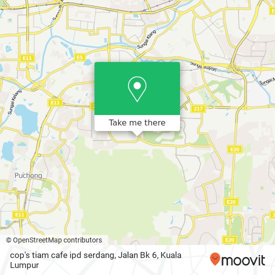 cop's tiam cafe ipd serdang, Jalan Bk 6 map