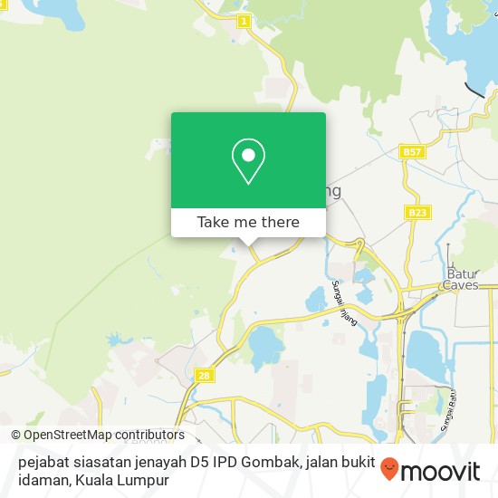 pejabat siasatan jenayah D5 IPD Gombak, jalan bukit idaman map