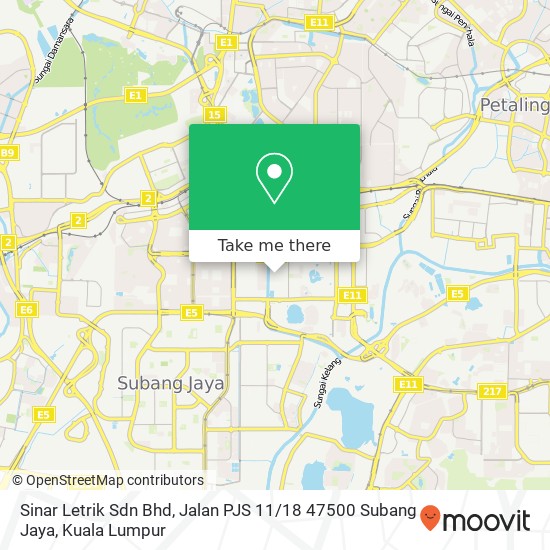 Sinar Letrik Sdn Bhd, Jalan PJS 11 / 18 47500 Subang Jaya map