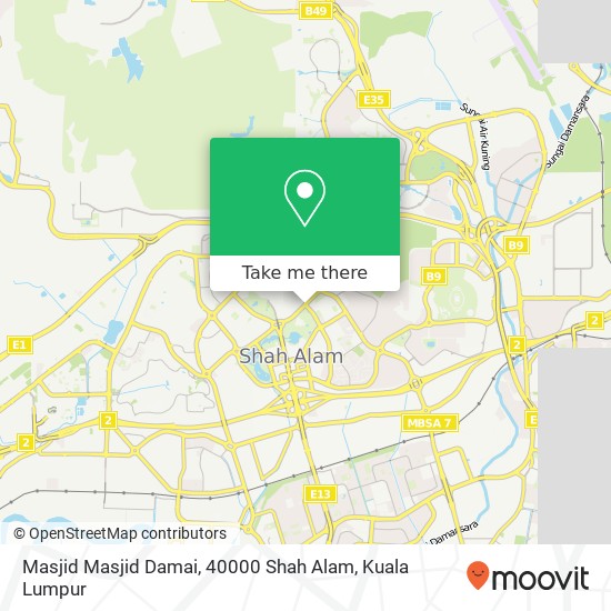 Peta Masjid Masjid Damai, 40000 Shah Alam