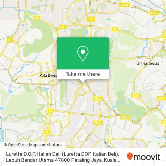 Peta Luretta D.O.P. Italian Deli (Luretta DOP Italian Deli), Lebuh Bandar Utama 47800 Petaling Jaya