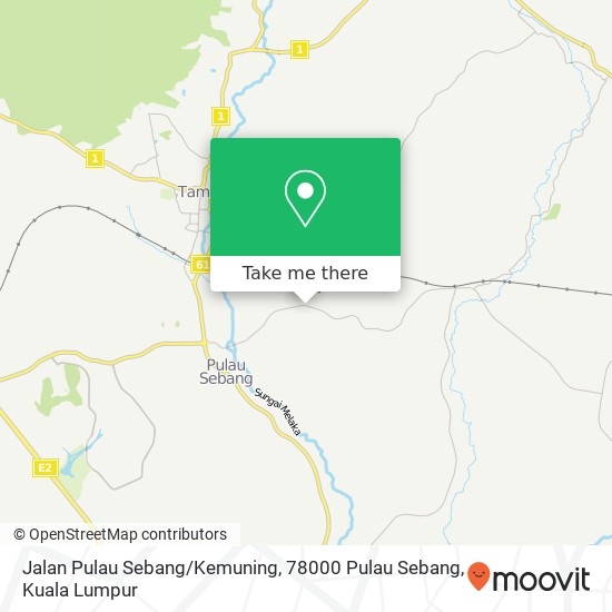 Peta Jalan Pulau Sebang / Kemuning, 78000 Pulau Sebang