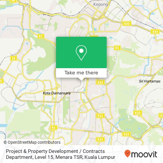 Project & Property Development / Contracts Department, Level 15, Menara TSR map