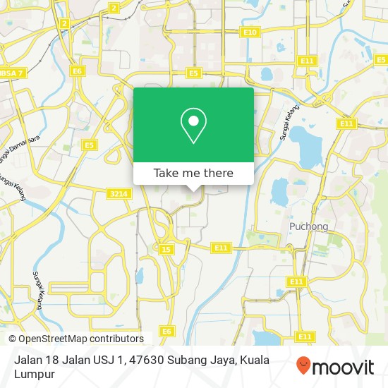 Peta Jalan 18 Jalan USJ 1, 47630 Subang Jaya