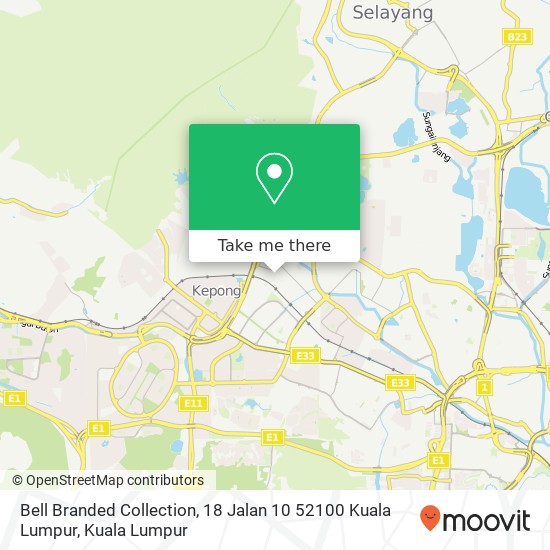 Bell Branded Collection, 18 Jalan 10 52100 Kuala Lumpur map