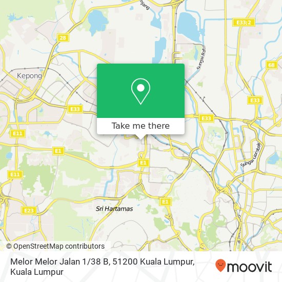 Peta Melor Melor Jalan 1 / 38 B, 51200 Kuala Lumpur