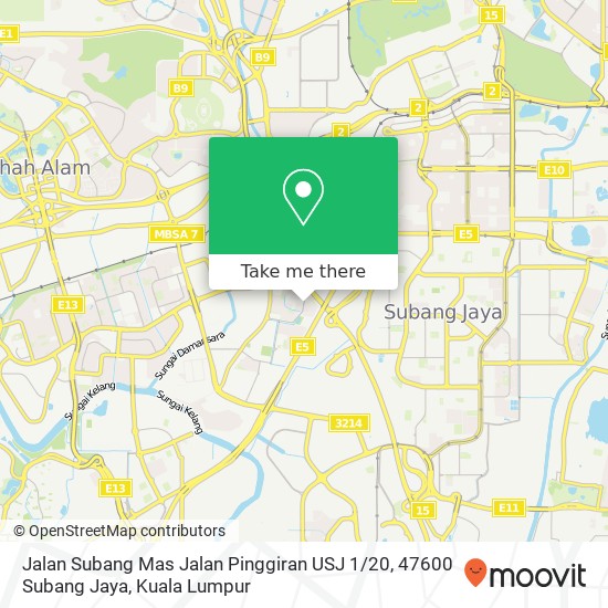 Peta Jalan Subang Mas Jalan Pinggiran USJ 1 / 20, 47600 Subang Jaya