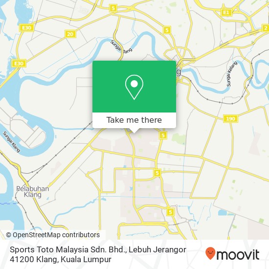 Peta Sports Toto Malaysia Sdn. Bhd., Lebuh Jerangor 41200 Klang