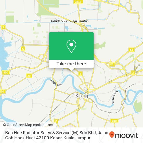 Ban Hoe Radiator Sales & Service (M) Sdn Bhd, Jalan Goh Hock Huat 42100 Kapar map