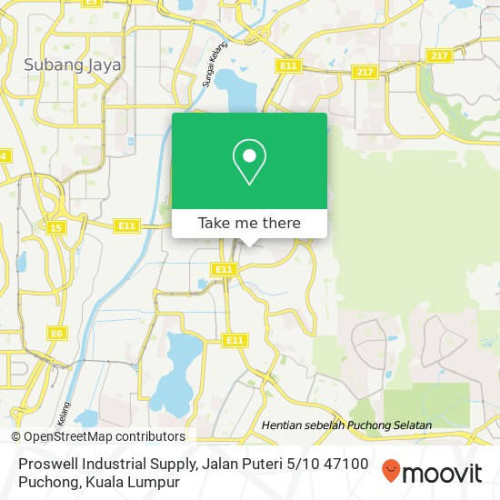 Peta Proswell Industrial Supply, Jalan Puteri 5 / 10 47100 Puchong