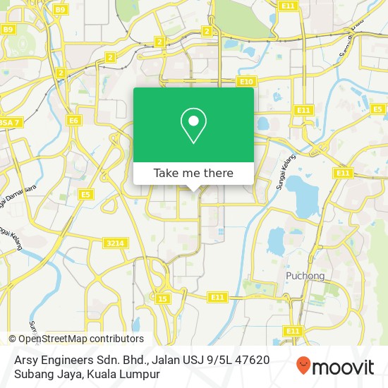 Peta Arsy Engineers Sdn. Bhd., Jalan USJ 9 / 5L 47620 Subang Jaya