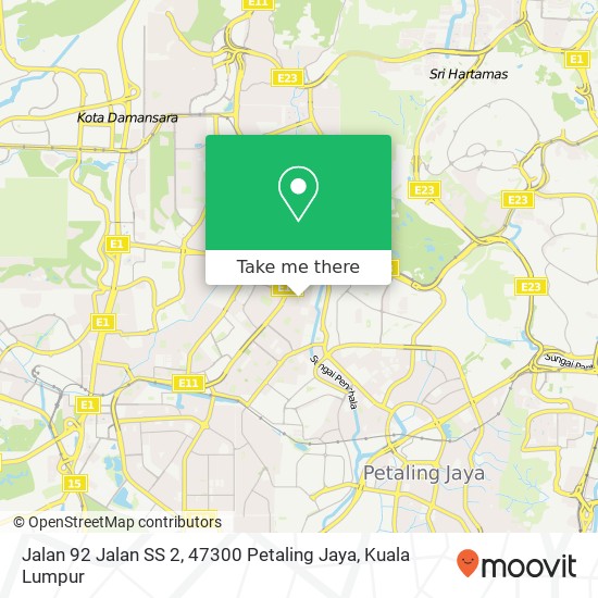 Peta Jalan 92 Jalan SS 2, 47300 Petaling Jaya