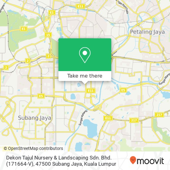 Peta Dekon Tajul Nursery & Landscaping Sdn. Bhd. (171664-V), 47500 Subang Jaya