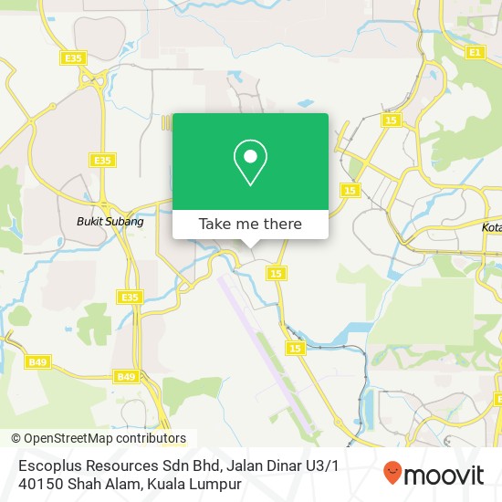 Peta Escoplus Resources Sdn Bhd, Jalan Dinar U3 / 1 40150 Shah Alam