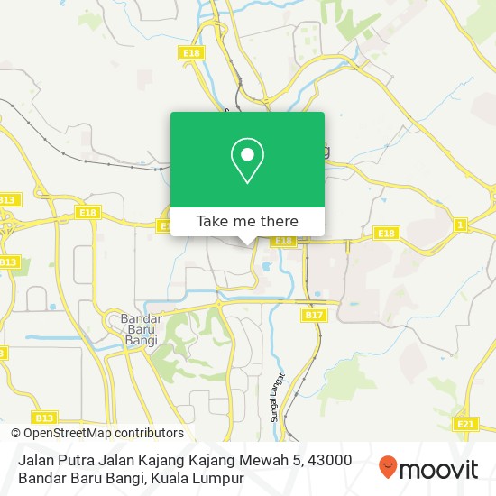 Peta Jalan Putra Jalan Kajang Kajang Mewah 5, 43000 Bandar Baru Bangi