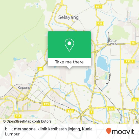 bilik methadone, klinik kesihatan jinjang map