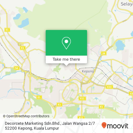 Decorcete Marketing Sdn.Bhd., Jalan Wangsa 2 / 7 52200 Kepong map