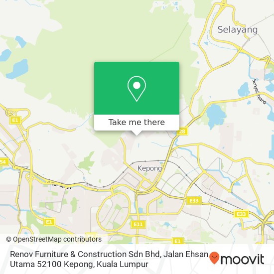 Peta Renov Furniture & Construction Sdn Bhd, Jalan Ehsan Utama 52100 Kepong