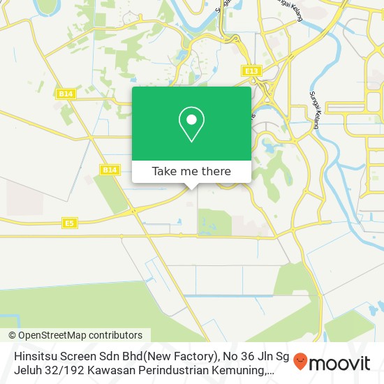 Hinsitsu Screen Sdn Bhd(New Factory), No 36 Jln Sg Jeluh 32 / 192 Kawasan Perindustrian Kemuning map