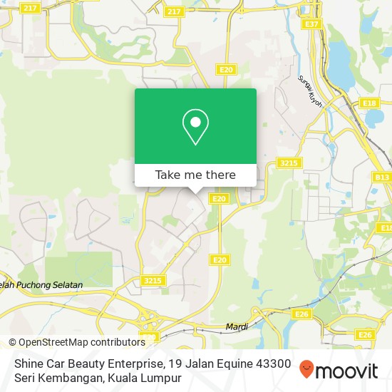 Peta Shine Car Beauty Enterprise, 19 Jalan Equine 43300 Seri Kembangan