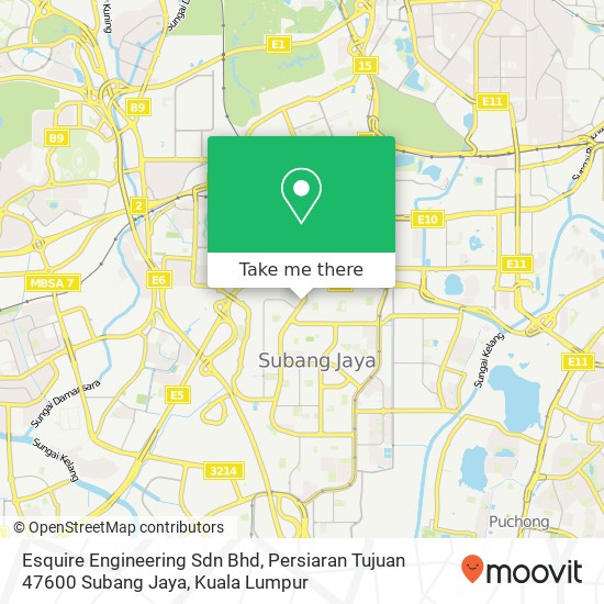 Peta Esquire Engineering Sdn Bhd, Persiaran Tujuan 47600 Subang Jaya