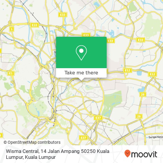 Peta Wisma Central, 14 Jalan Ampang 50250 Kuala Lumpur