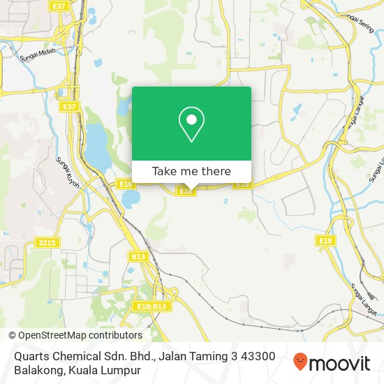 Peta Quarts Chemical Sdn. Bhd., Jalan Taming 3 43300 Balakong