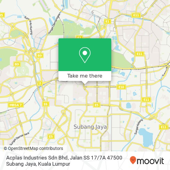 Acplas Industries Sdn Bhd, Jalan SS 17 / 7A 47500 Subang Jaya map