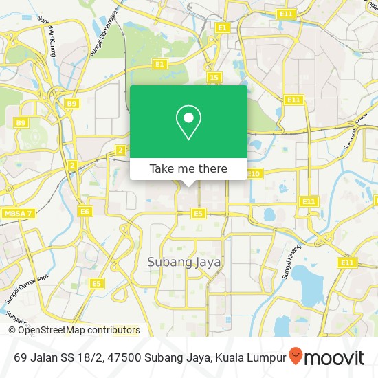 Peta 69 Jalan SS 18 / 2, 47500 Subang Jaya