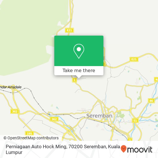 Peta Perniagaan Auto Hock Ming, 70200 Seremban