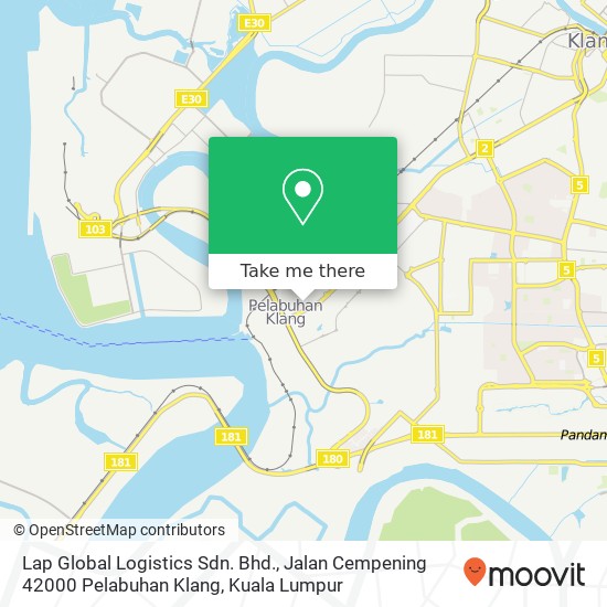 Peta Lap Global Logistics Sdn. Bhd., Jalan Cempening 42000 Pelabuhan Klang
