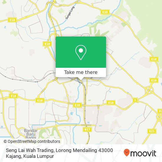 Peta Seng Lai Wah Trading, Lorong Mendailing 43000 Kajang