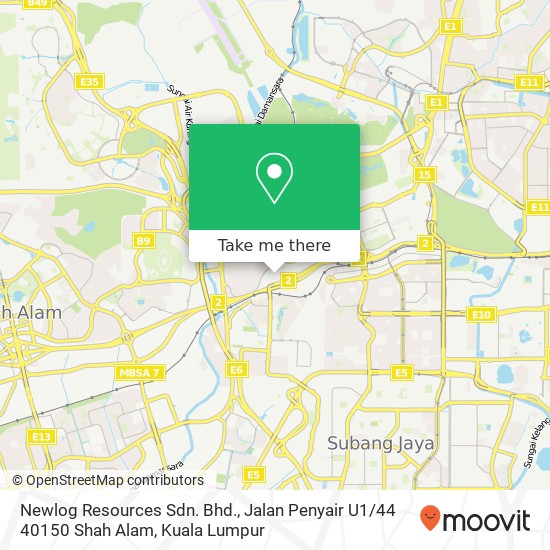 Newlog Resources Sdn. Bhd., Jalan Penyair U1 / 44 40150 Shah Alam map