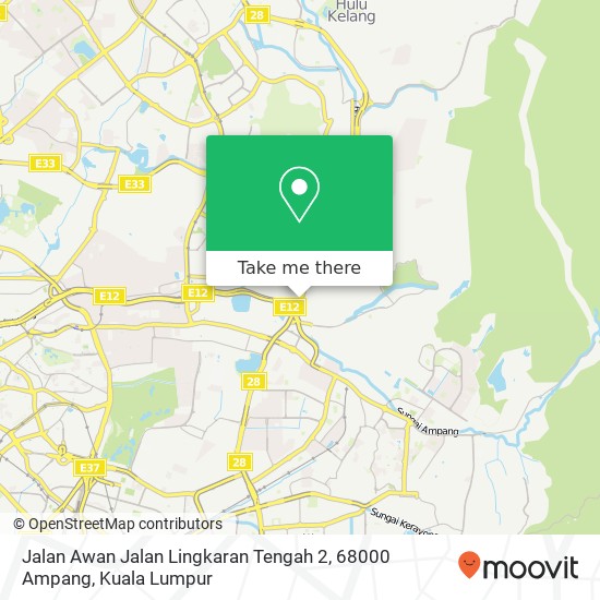 Peta Jalan Awan Jalan Lingkaran Tengah 2, 68000 Ampang