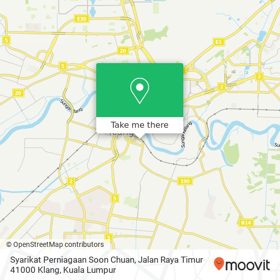 Peta Syarikat Perniagaan Soon Chuan, Jalan Raya Timur 41000 Klang
