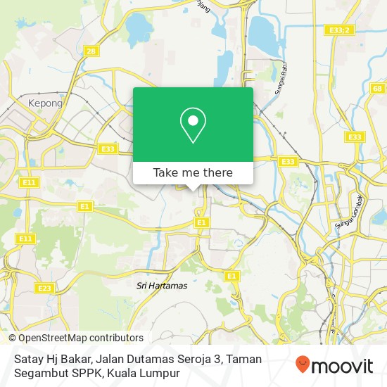 Satay Hj Bakar, Jalan Dutamas Seroja 3, Taman Segambut SPPK map