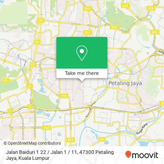 Peta Jalan Baiduri 1 22 / Jalan 1 / 11, 47300 Petaling Jaya