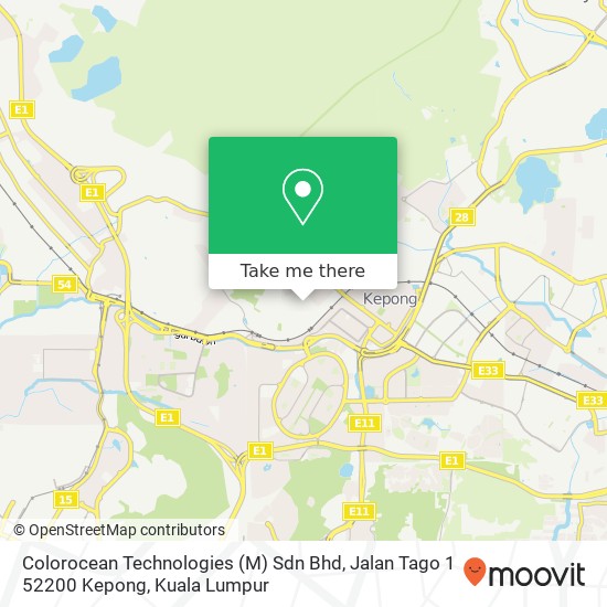 Peta Colorocean Technologies (M) Sdn Bhd, Jalan Tago 1 52200 Kepong