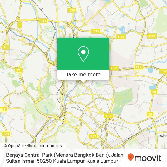 Peta Berjaya Central Park (Menara Bangkok Bank), Jalan Sultan Ismail 50250 Kuala Lumpur