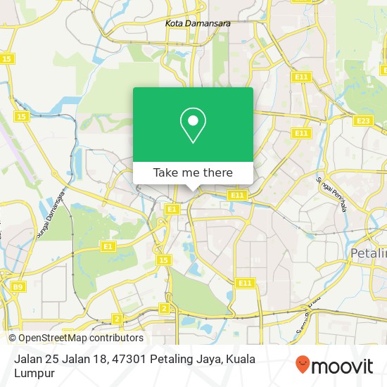 Peta Jalan 25 Jalan 18, 47301 Petaling Jaya