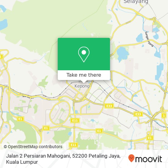 Peta Jalan 2 Persiaran Mahogani, 52200 Petaling Jaya