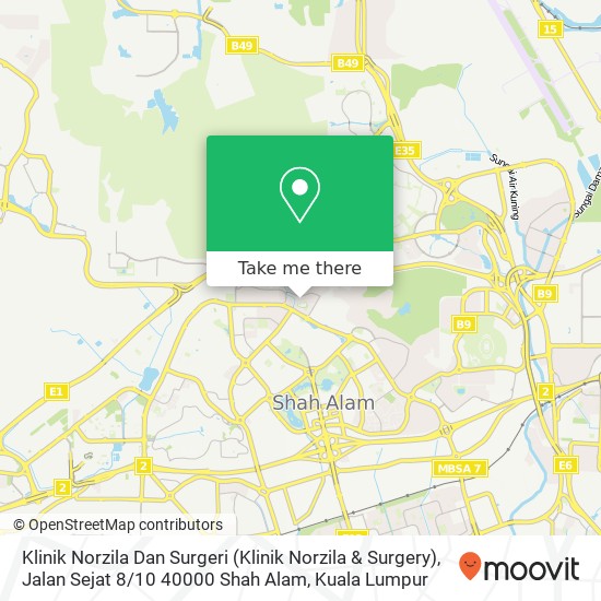 Peta Klinik Norzila Dan Surgeri (Klinik Norzila & Surgery), Jalan Sejat 8 / 10 40000 Shah Alam