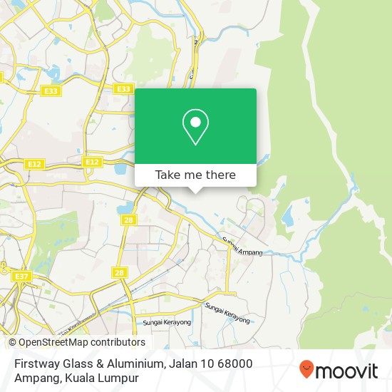 Peta Firstway Glass & Aluminium, Jalan 10 68000 Ampang