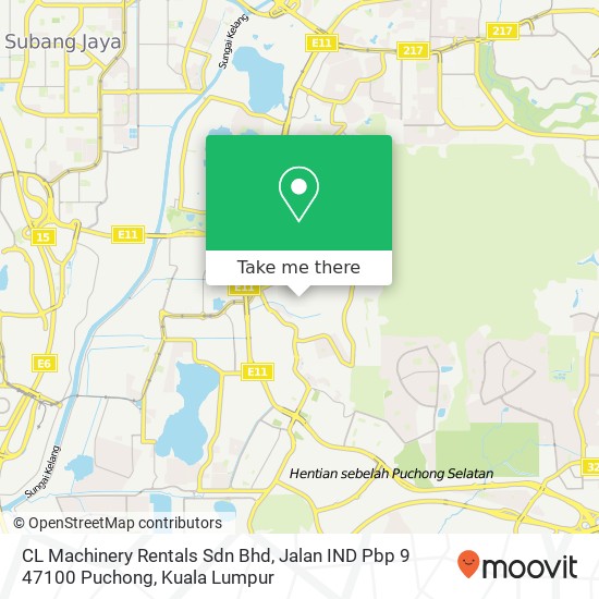 Peta CL Machinery Rentals Sdn Bhd, Jalan IND Pbp 9 47100 Puchong