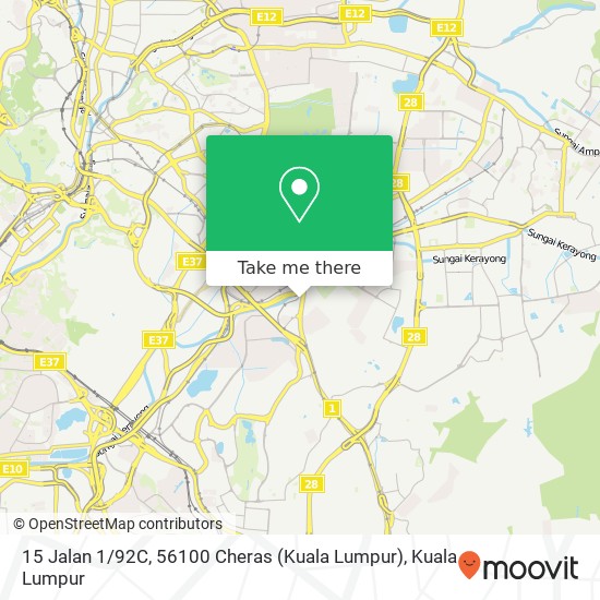 Peta 15 Jalan 1 / 92C, 56100 Cheras (Kuala Lumpur)