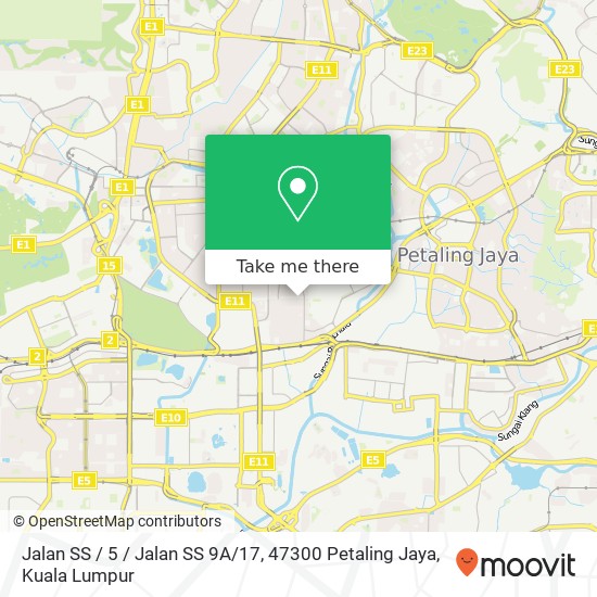 Peta Jalan SS / 5 / Jalan SS 9A / 17, 47300 Petaling Jaya