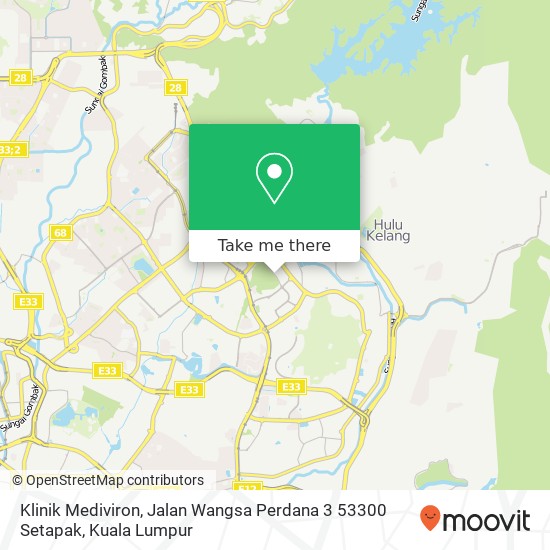 Klinik Mediviron, Jalan Wangsa Perdana 3 53300 Setapak map